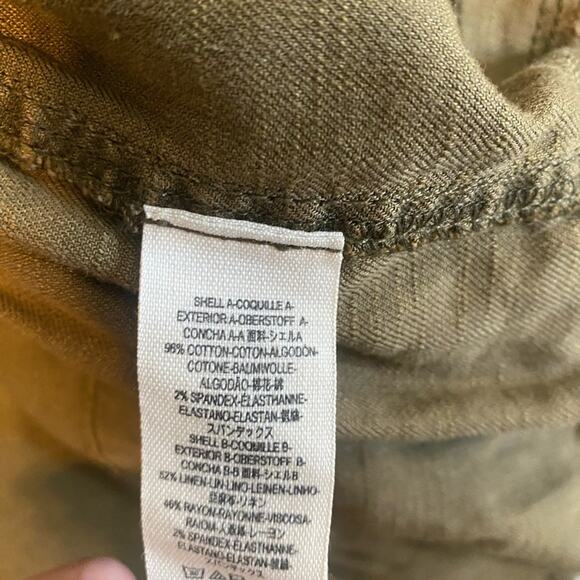 Free People Olive Green Distressed Military Flare Jacket - size XS Ruffle Hem - Picture 12 of 13